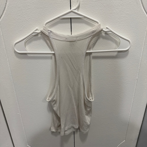 Bozzolo White High Neck Ribbed Cropped Tank Top - Picture 2 of 6